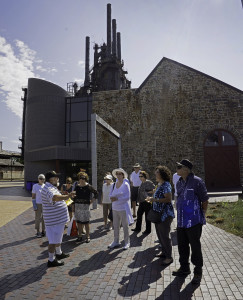 Pictured is Frank Behum, former Bethlehem Steel worker and president of the Steelworkers’ Archives, giving a tour at SteelStacks. Photo by Edward Leskin